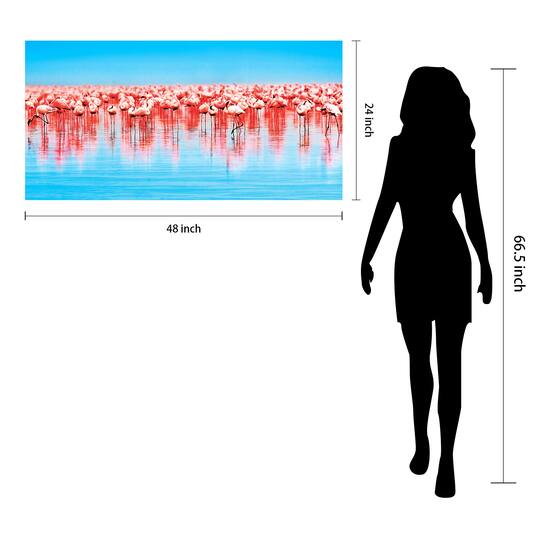 Empire Art Direct 24" x 48" Flamingo Flock Frameless Free Floating Tempered Glass Wall Art